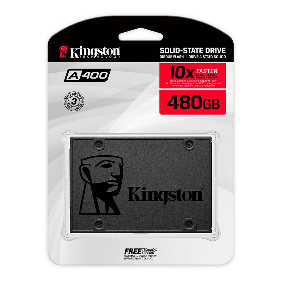 SSD 2.5  Sata Kingston A400 480GB L:500 MB/s - E: 350 MB/s Max